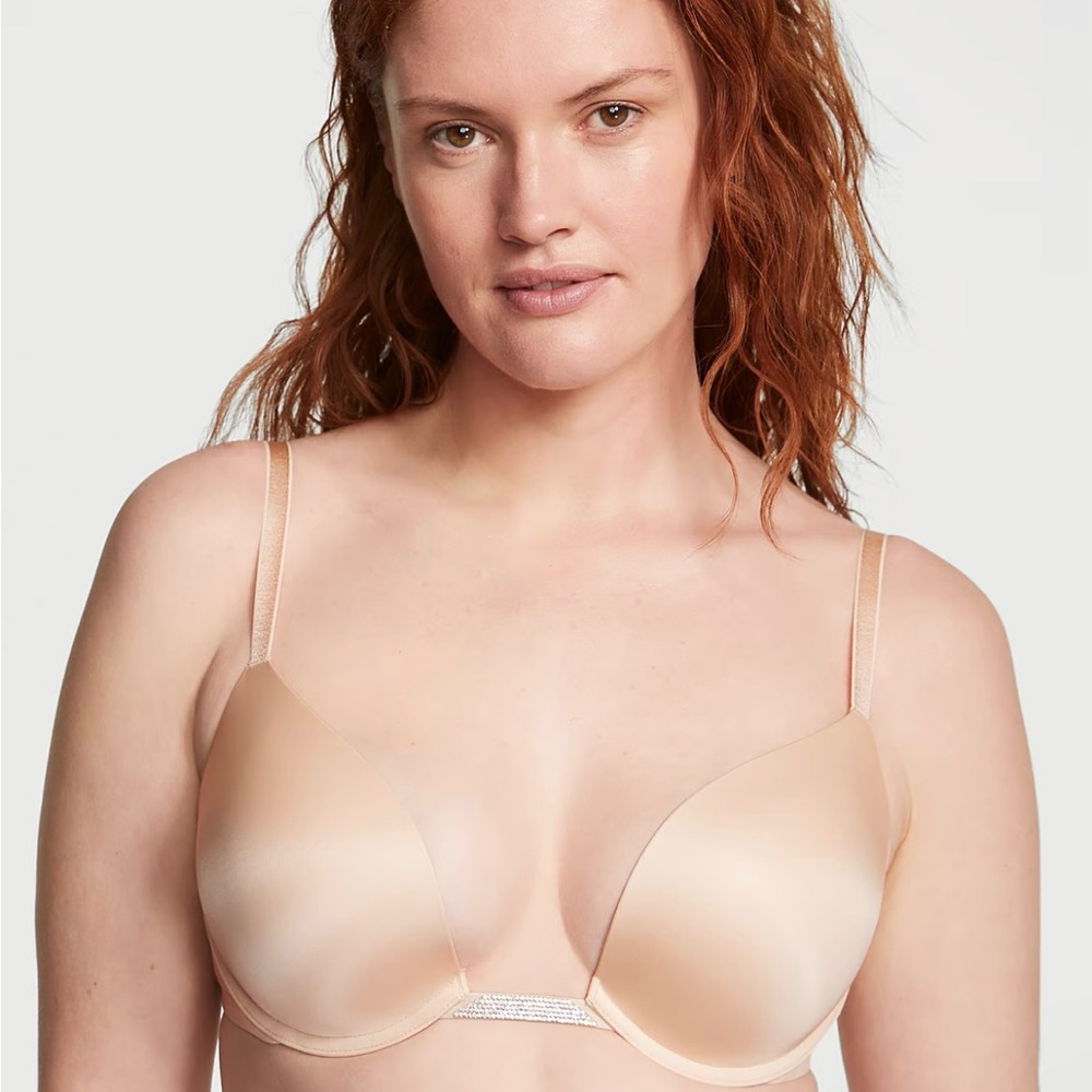 Victoria's Secret Plunge Rhinestone Back Strap Push Up Bra